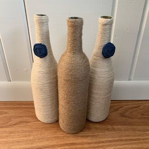 Twine Wrapped Wine Bottles, set of 3